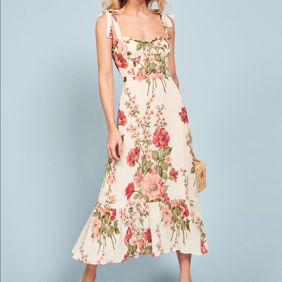 reformation pink floral dress